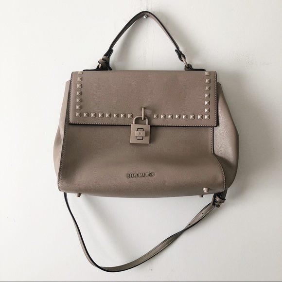 Steve Madden Handbags - Steve Madden Aviana Taupe Studded Satchel Bag Purse